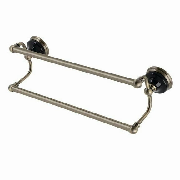 Kingston Brass BA91318AB 18 in. Water Onyx Dual Towel Bar, Antique Brass