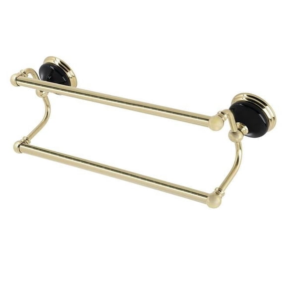 Kingston Brass BA91318PB 18 in. Water Onyx Dual Towel Bar, Polished Brass
