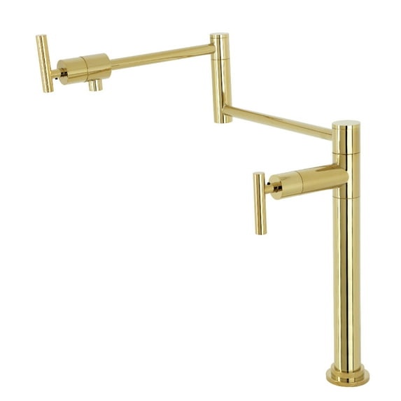 Kingston Brass KS4702CML Manhattan Deck Mount Pot Filler Faucet, Polished Brass