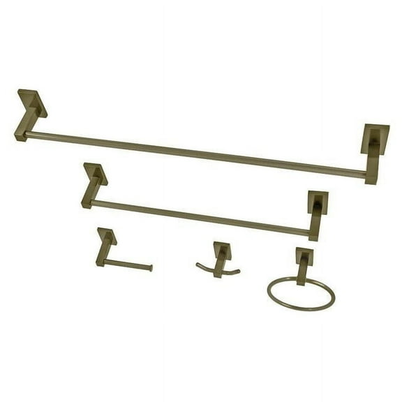 Kingston Brass BAHK8212478AB 2.44 in. Continental Bathroom Accessory Set, Antique Brass - 5 Piece