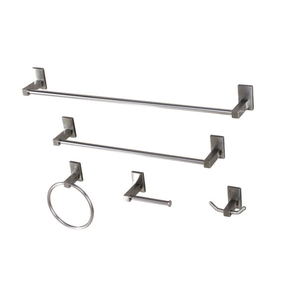 Kingston Brass Continental 5-Piece Bathroom Accessory Set, Brushed Nickel, Model BAHK8212478SN
