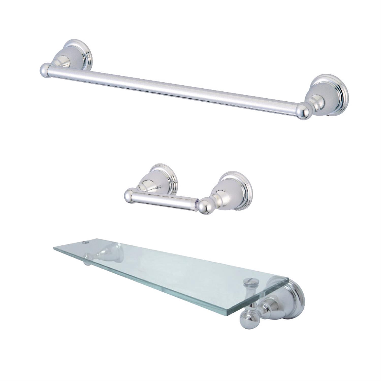 Kingston Brass BAK175289C 2.5 in. Heritage Bathroom Accessory Set, Polished Chrome - 3 Piece