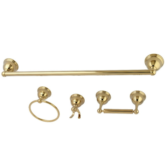 Kingston Brass Restoration 4-Piece Bathroom Hardware Set in Polished Brass Finish