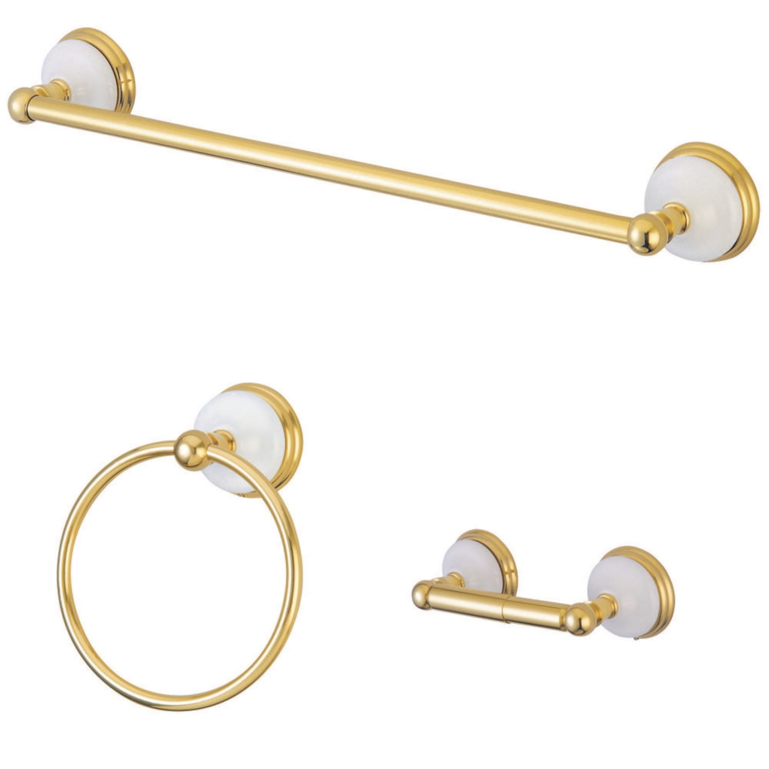 Victorian Polished Brass 3-Piece Bathroom Hardware Set