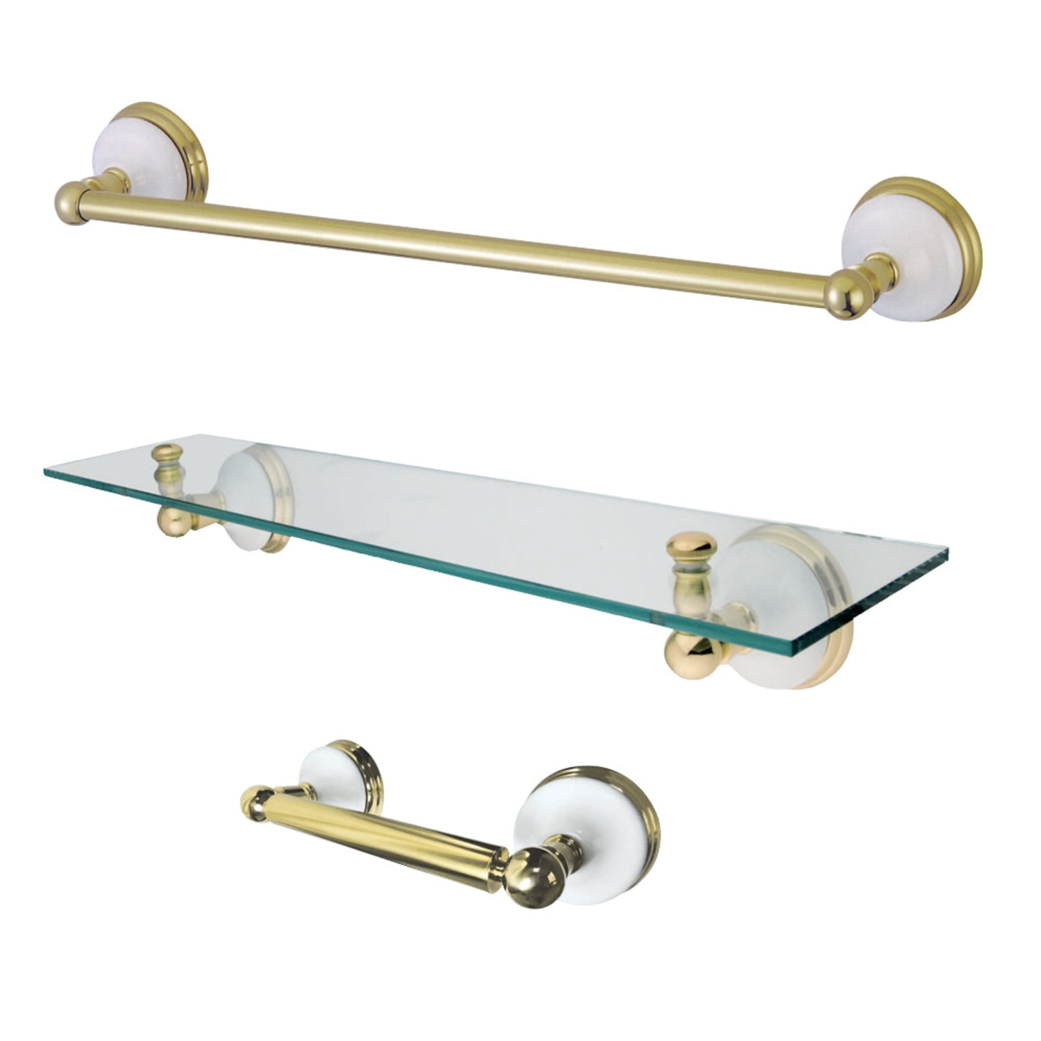 Victorian Polished Brass 3-Piece Bathroom Hardware Set
