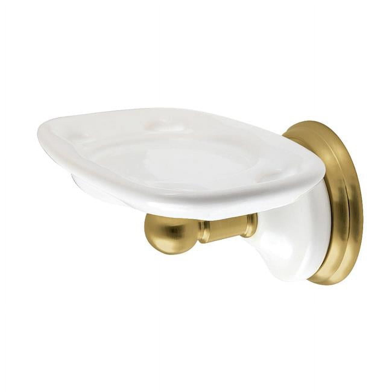 Victorian Brushed Brass and Ceramic Wall Mounted Toothbrush Holder