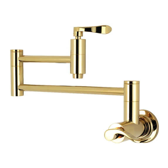 Kingston Brass KS8102DFL NuWave Wall Mount Pot Filler Faucet, Polished Brass