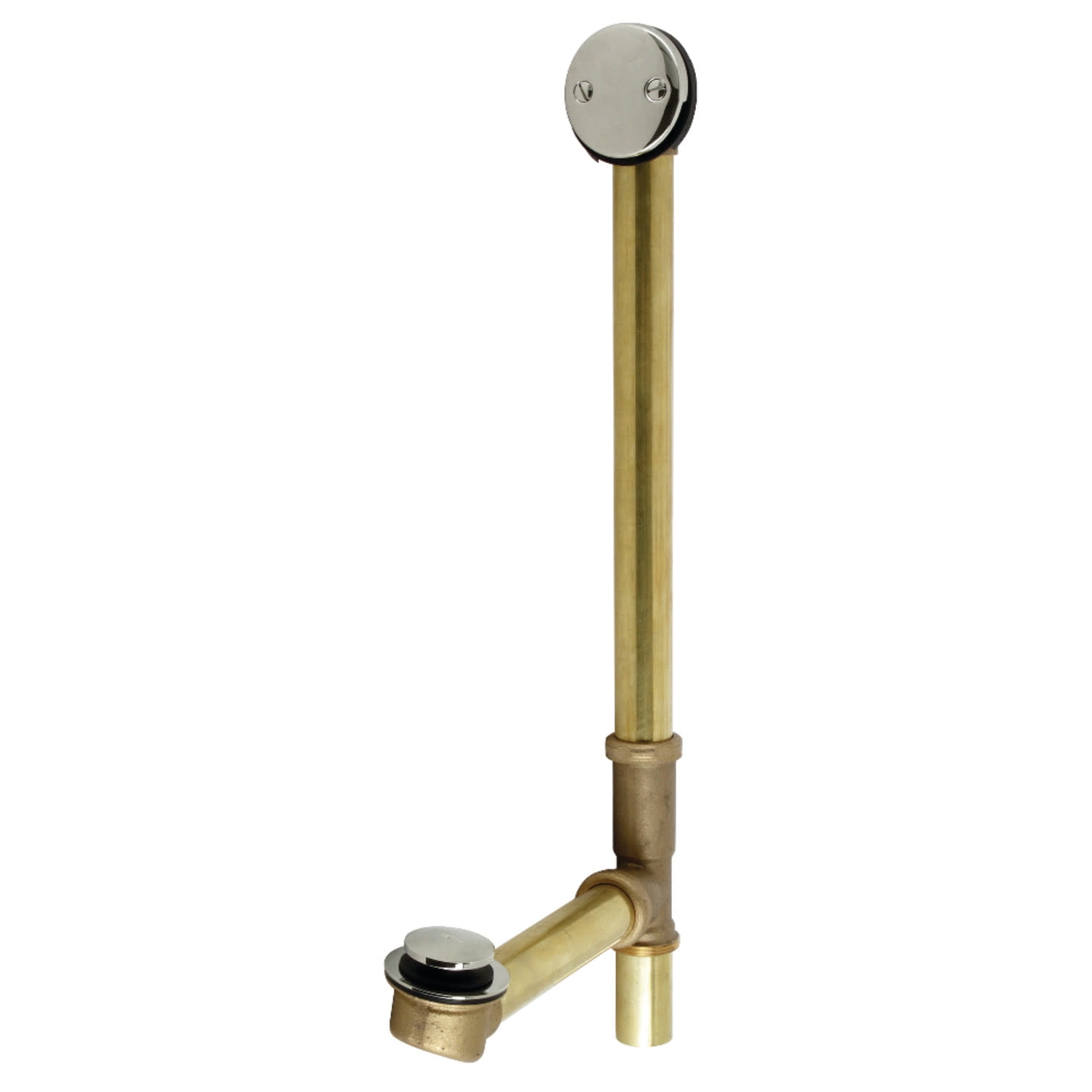Kingston Brass DTT2186 23 in.Standard Mount Gauge Tip-Toe Tub Waste & Overflow, Polished Nickel
