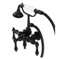 thumbnail image 1 of Kingston Brass AE19T0 Aqua Vintage 3-3/8 Inch Wall Mount Tub Faucet with Hand Shower, Matte Black, 1 of 5