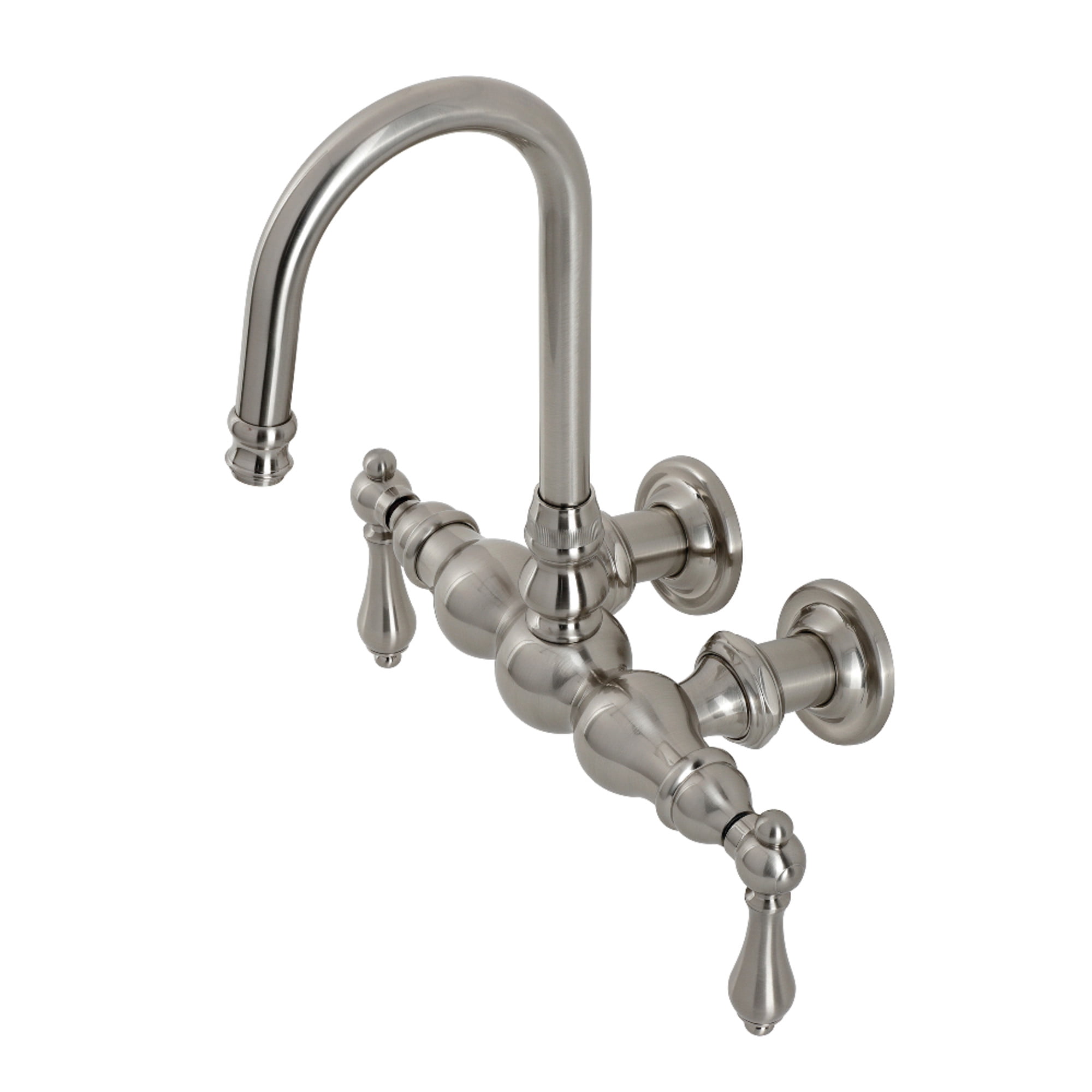 Kingston Brass CA1T8 Vintage 3-3/8" Tub Wall Mount Clawfoot Tub Faucet, Brushed Nickel