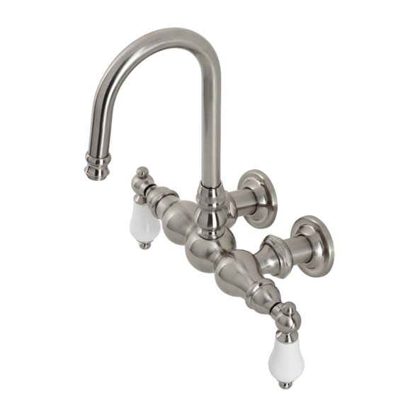Kingston Brass CA3T8 Vintage 3-3/8" Tub Wall Mount Clawfoot Tub Faucet, Brushed Nickel