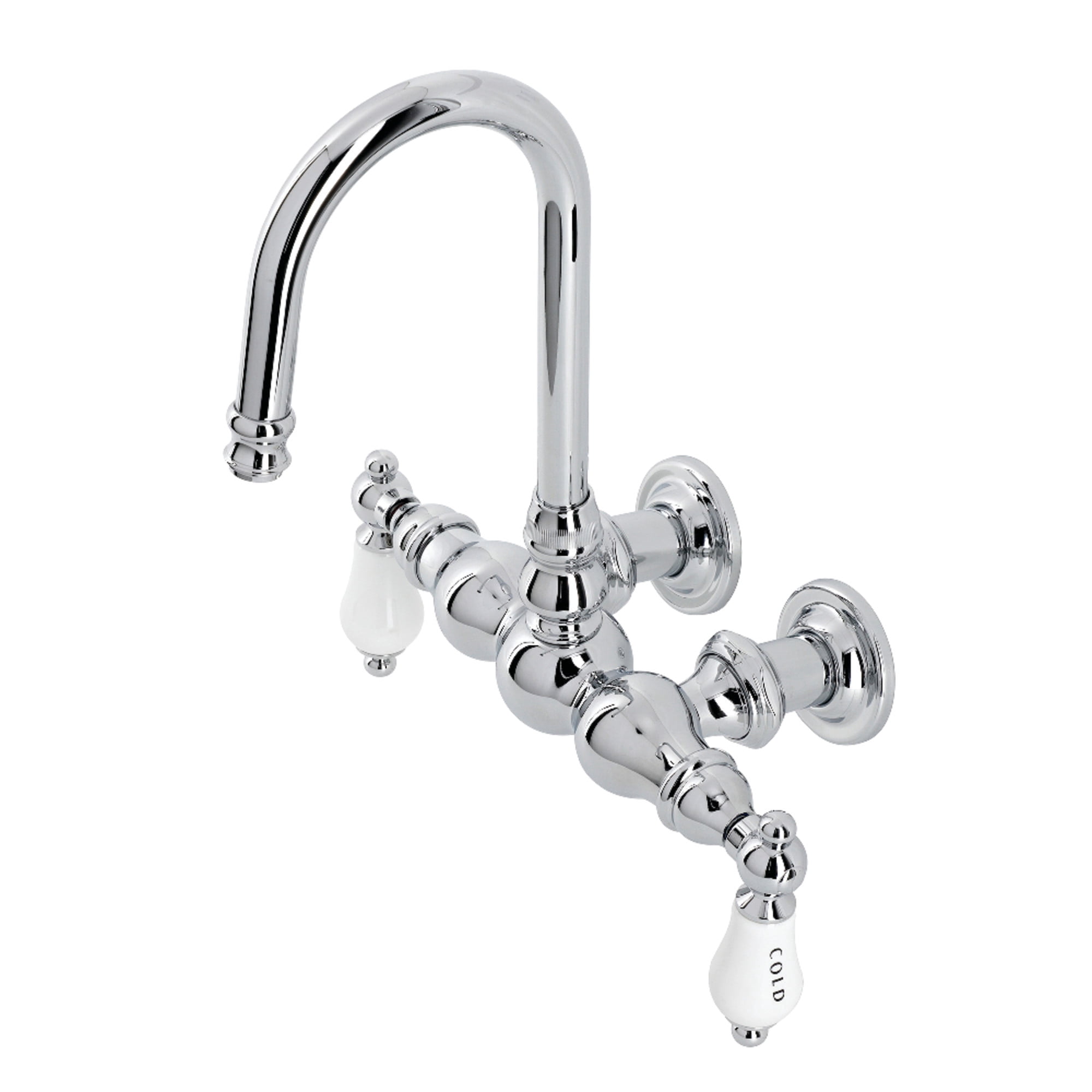 Kingston Brass CA4T1 Vintage 3-3/8" Tub Wall Mount Clawfoot Tub Faucet, Polished Chrome