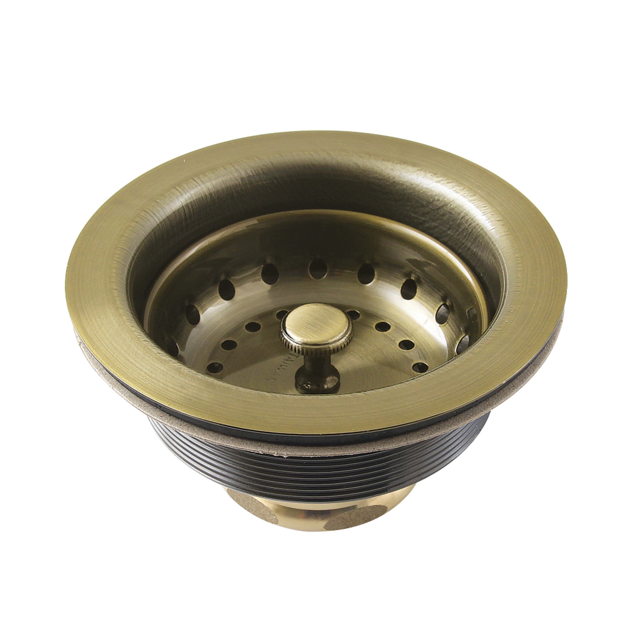 Kingston Brass Fresno Stainless Steel Kitchen Sink Basket Strainer, Antique Brass