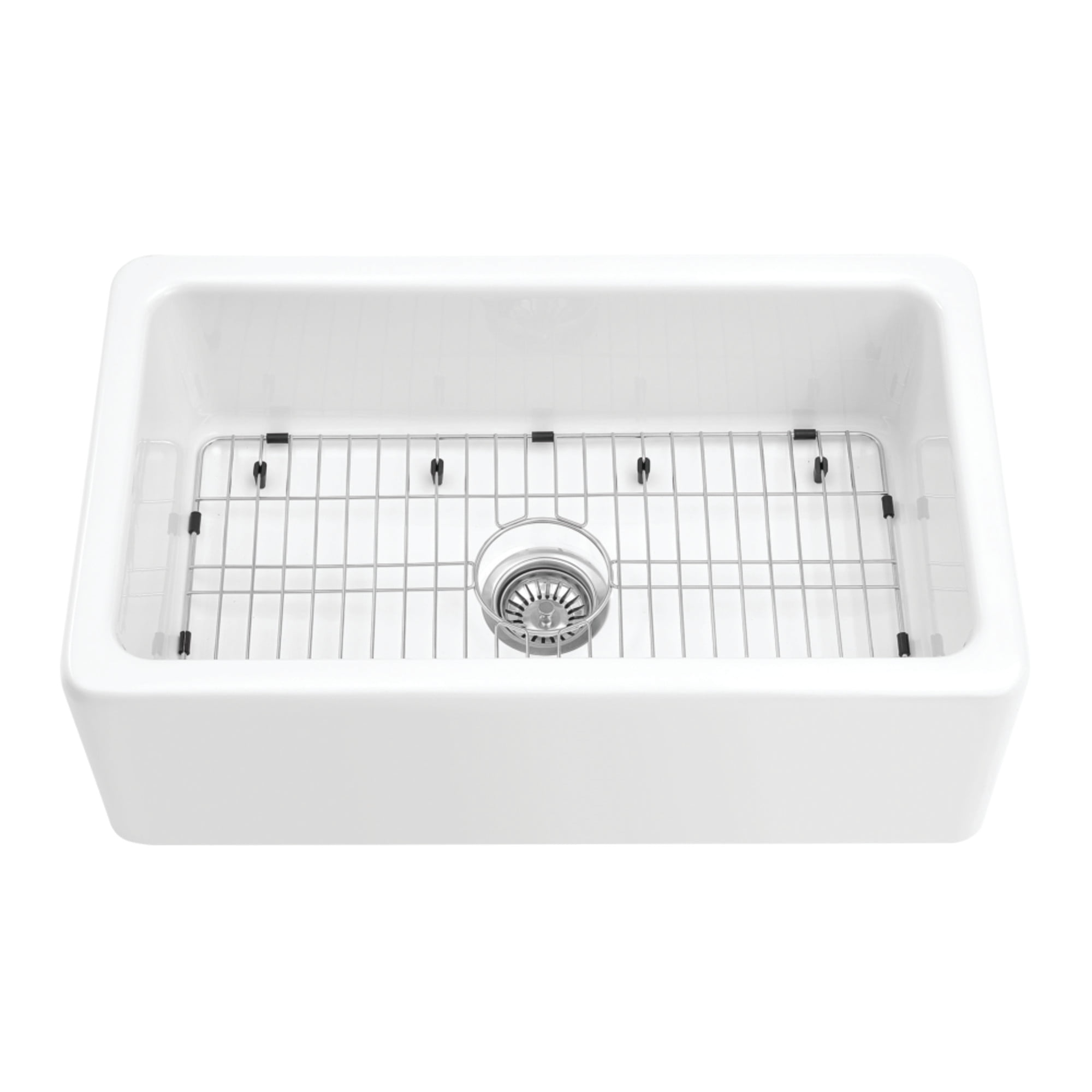 Gourmetier KGPF311910YBC 30" Fireclay Farmhouse Kitchen Sink, Glossy White