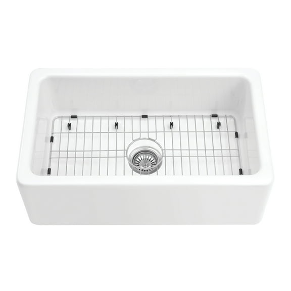 Gourmetier KGPF311910YBC 30" Fireclay Farmhouse Kitchen Sink, Glossy White