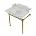 thumbnail image 1 of Kingston Brass LMS30M87ST Dreyden 30" Carrara Marble Console Sink with Stainless Steel Legs (8-Inch, 3-Hole), Carrara Marble White/Brushed Brass, 1 of 8