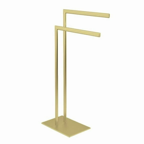 Kingston Brass SCC3097 31.75 in. Edenscape Pedestal Dual Towel Rack, Brushed Brass