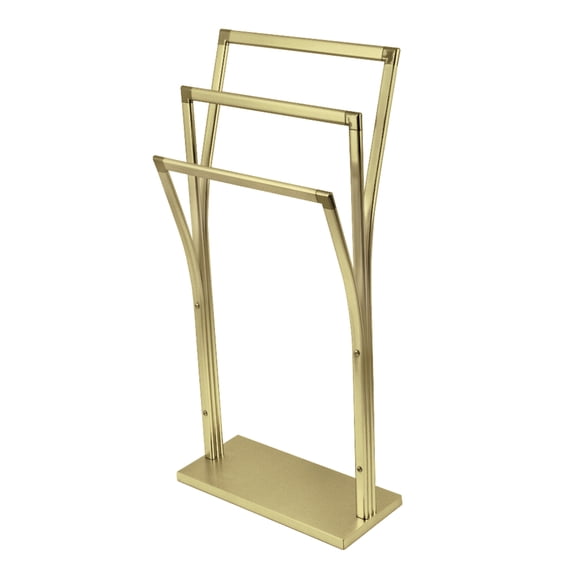 Kingston Brass SCC3307 Edenscape 34-7/16 Inch Freestanding Pedestal 3-Tier Y-Style Towel Rack in Brushed Brass