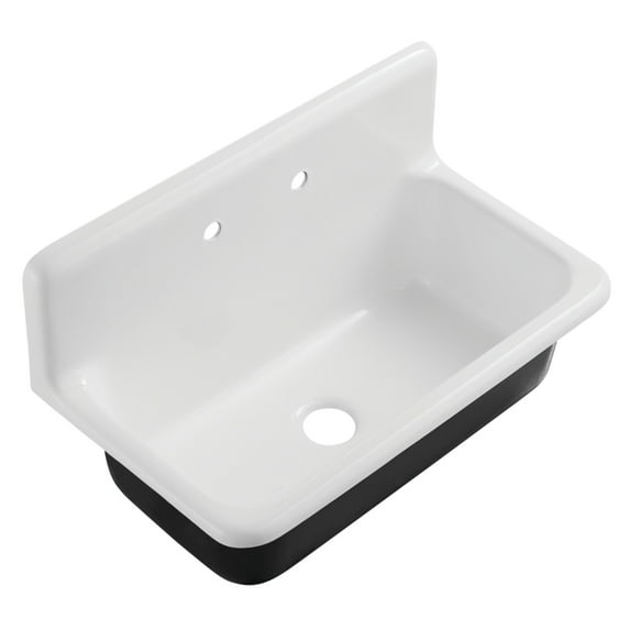 Gourmetier GCKWS362011 Petra Galley 36" x 20" Cast Iron Wall Mount Kitchen Sink, White
