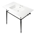 thumbnail image 1 of Kingston Brass KVPB37227W4MB Edwardian 37" Ceramic Console Sink with Brass Legs (4-Inch, 3-Hole), White/Matte Black, 1 of 8