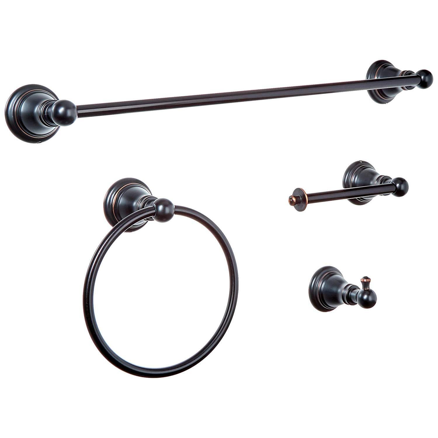Naples Bronze Traditional 4-Piece Bathroom Hardware Set