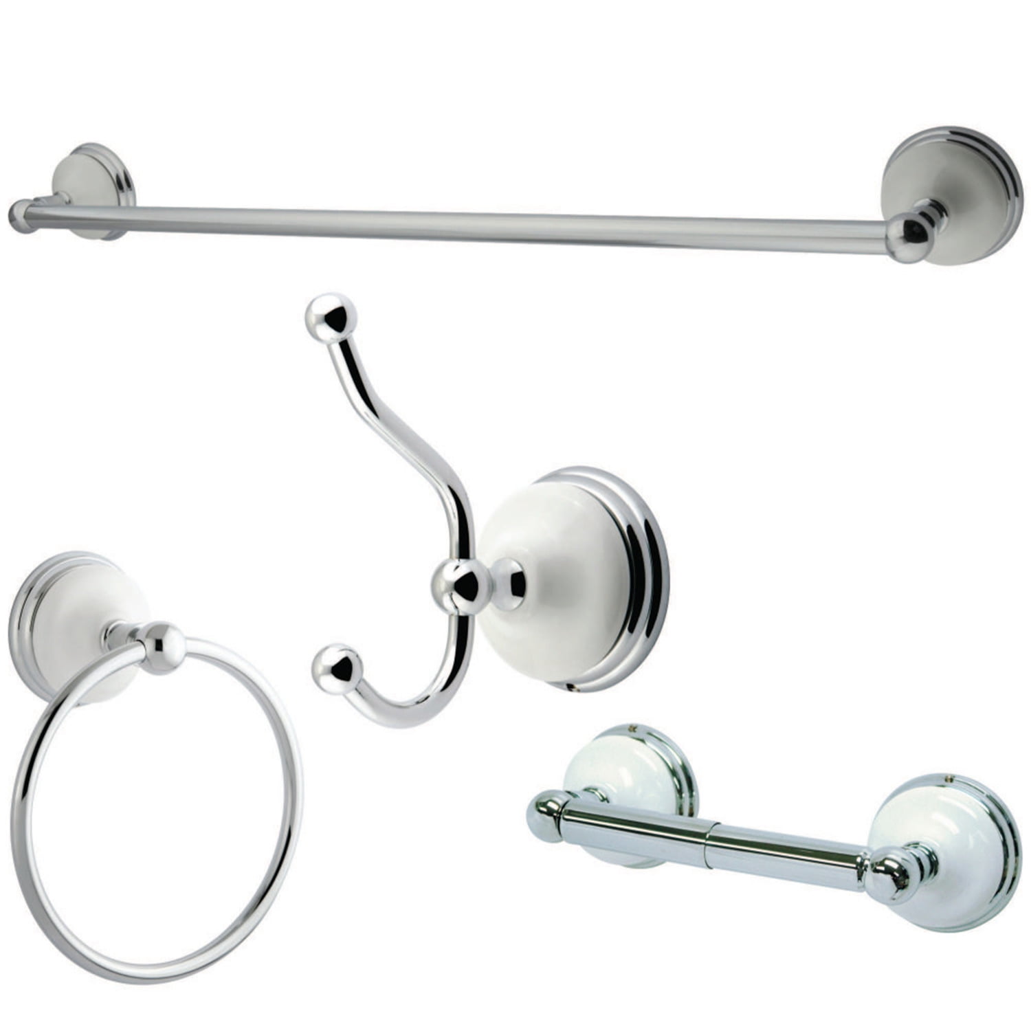 Victorian Polished Chrome 4-Piece Bathroom Hardware Set