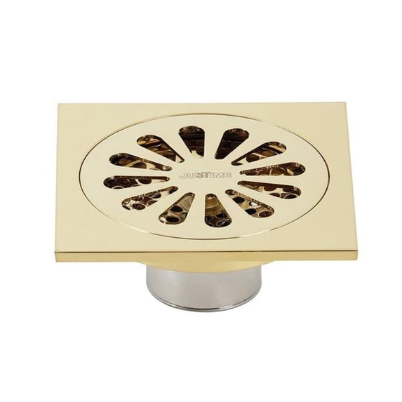 Kingston Brass BSF4161PB 4 in. Watercourse Sunburst Square Grid Shower Drain, Polished Brass