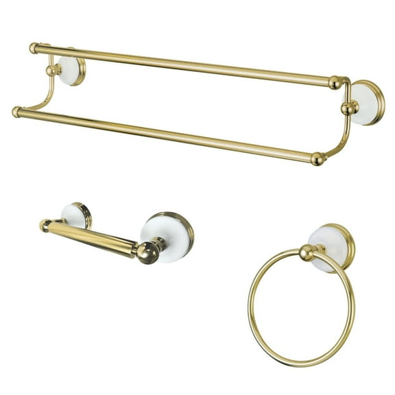 Kingston Brass BAK111348PB Victorian 3-Piece Bathroom Hardware, Polished Brass