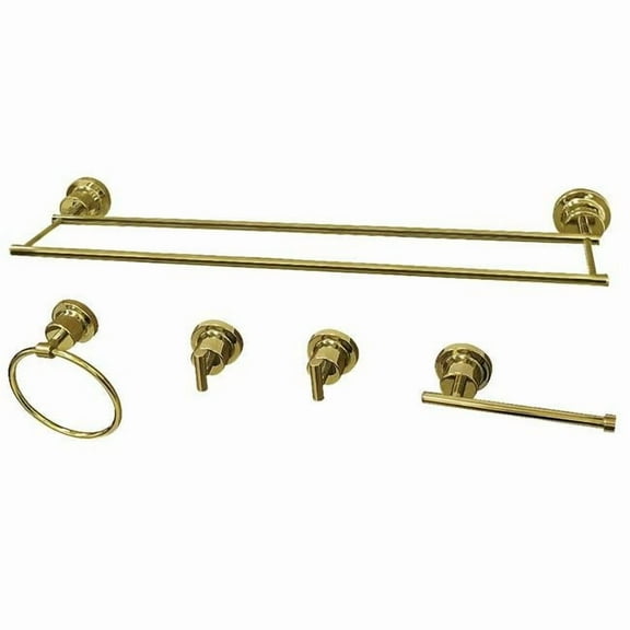 Kingston Brass BAH821330478PB Concord Wall Mount 5-Piece Bathroom Accessory Set, Polished Brass