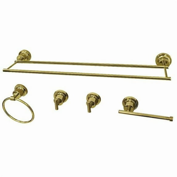 Kingston Brass BAH821330478PB Concord Wall Mount 5-Piece Bathroom Accessory Set, Polished Brass