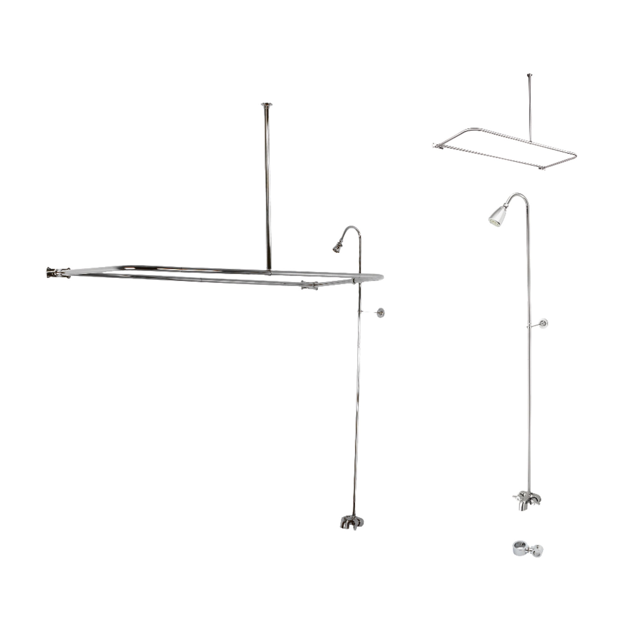 Kingston Brass CCK3121 Vintage Tub Wall Mount Clawfoot Tub Faucet Combo with Shower Enclosure, Polished Chrome