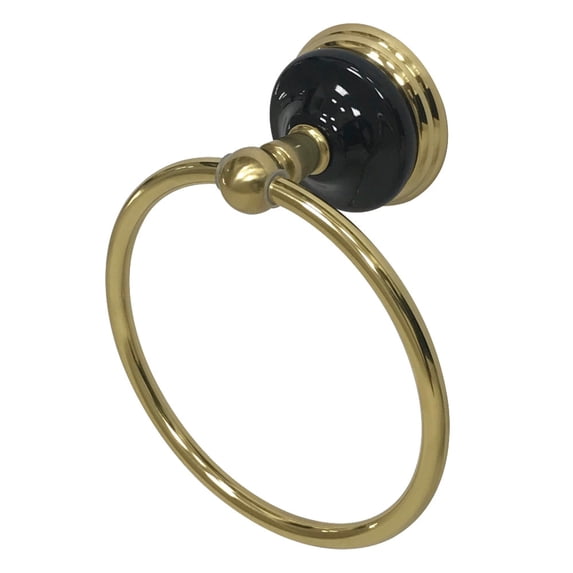 Kingston Brass BA9114PB Water Onyx 6 in. Towel Ring, Polished Brass
