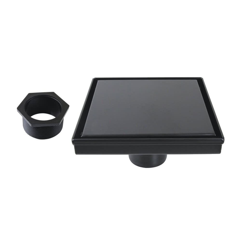 Matte Black Stainless Steel Square Shower Drain with Removable Basket