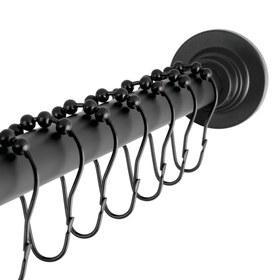 Kingston SCC3110 Edenscape 60-Inch to 72-Inch Adjustable Shower Curtain Rod with Rings in Matte Black