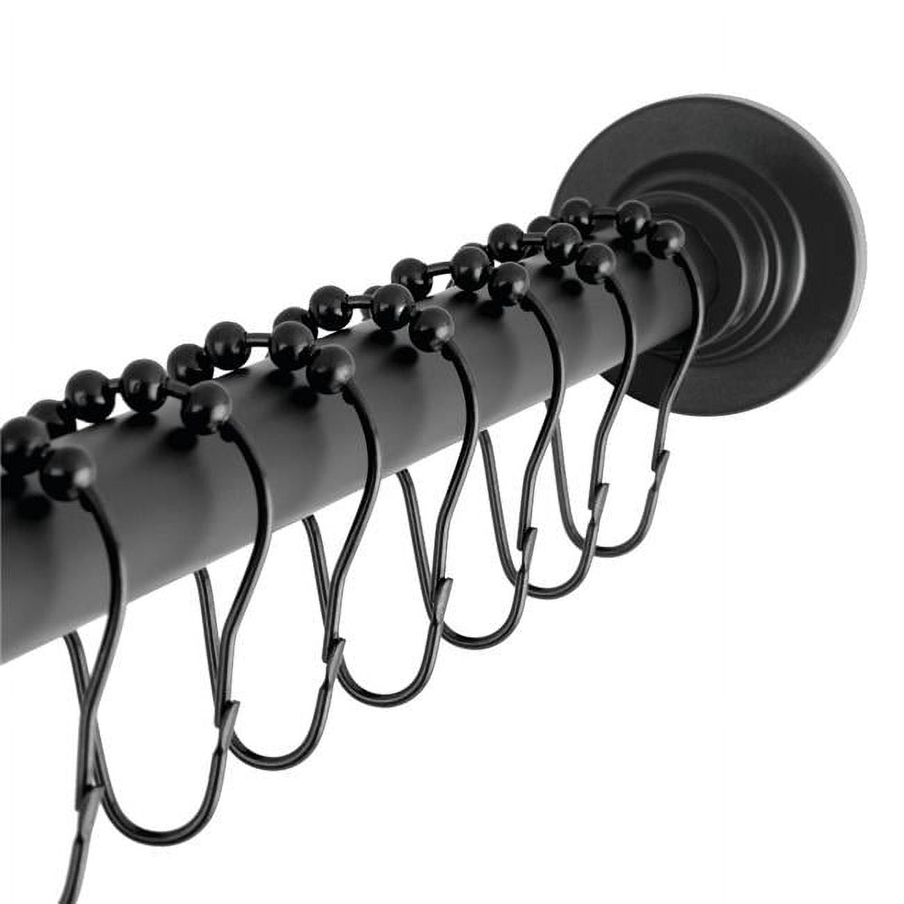 Matte Black Adjustable Tension Shower Curtain Rod with Rings