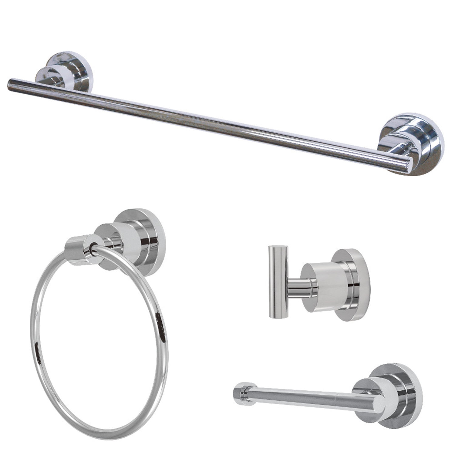 Polished Chrome 4-Piece Bathroom Hardware Set