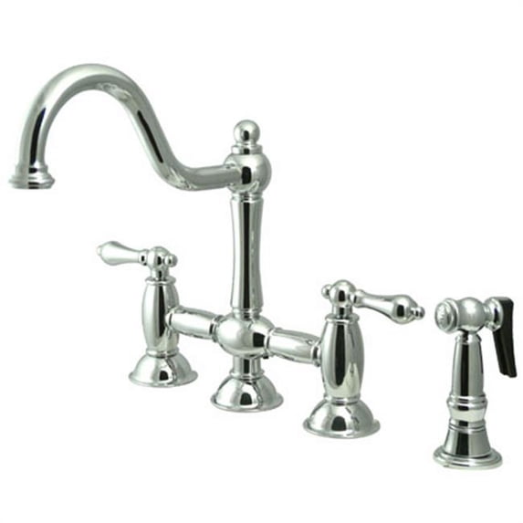 Kingston Brass 8 Inch Center Kitchen Faucet With Side Sprayer - Polished Chrome