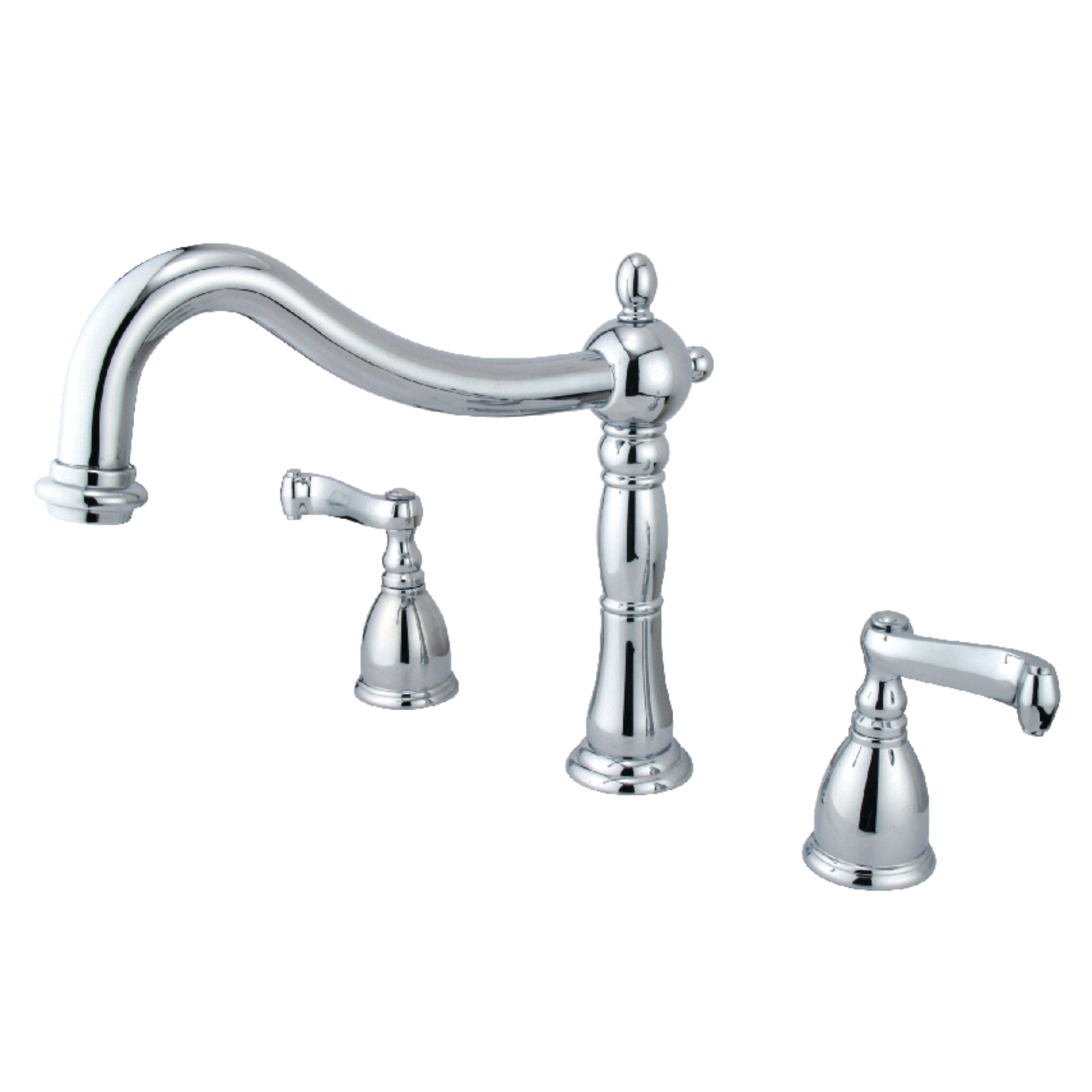 Kingston Brass KS1341FL Heritage Two-Handle Deck Mount Roman Tub Faucet, Polished Chrome