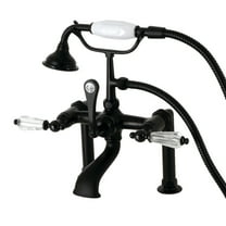 Kingston Brass AE103T0WLL Wilshire Three-Handle 2-Hole Deck-Mount Clawfoot Tub Faucet with Hand Shower in Matte Black