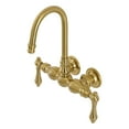 thumbnail image 1 of Kingston Brass AE1T7 Aqua Vintage 3-3/8 Inch Wall Mount Tub Faucet, Brushed Brass, 1 of 5