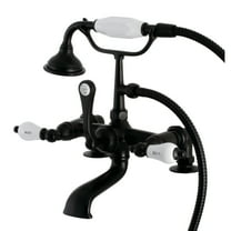 Aqua Vintage AE207T0 Aqua Vintage 7" Center Deck-Mount Clawfoot Tub Faucet with Hand Shower, Matte Black