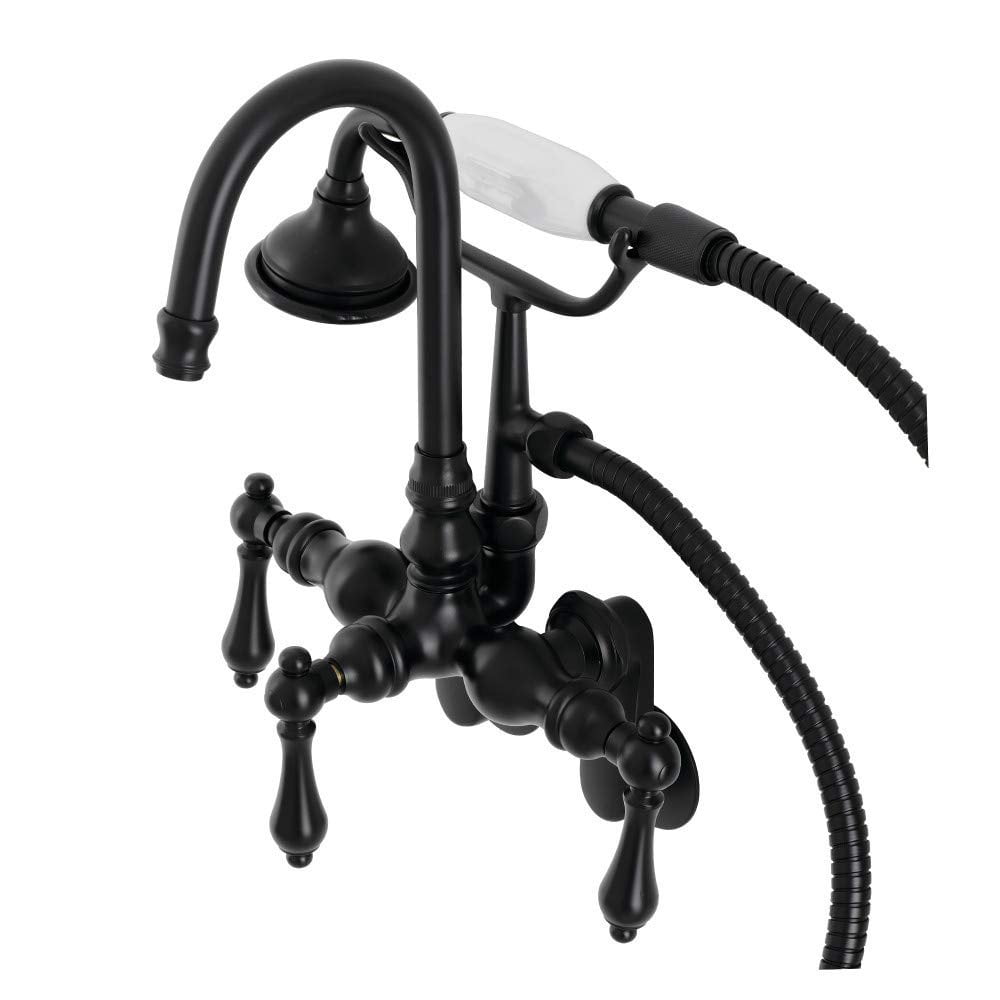 Matte Black Brass Wall Mount Clawfoot Tub Faucet with Hand Shower