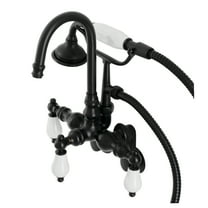 Kingston Brass AE305T0 Aqua Vintage Wall Mount Clawfoot Tub Faucets, Matte Black