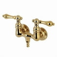 thumbnail image 1 of Kingston Brass AE31T2 Aqua Vintage 3-3/8 Inch Wall Mount Tub Faucet, Polished Brass, 1 of 7