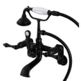 thumbnail image 1 of Kingston Brass AE51T0 Aqua Vintage 7-Inch Adjustable Wall Mount Tub Faucet with Hand Shower, Matte Black, 1 of 5