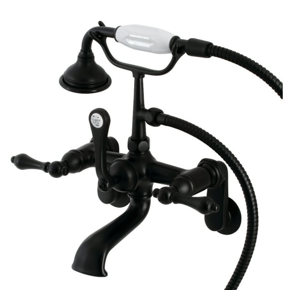 Kingston Brass AE51T0 Aqua Vintage 7-Inch Adjustable Wall Mount Tub Faucet with Hand Shower, Matte Black