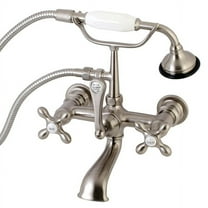 Kingston Brass Wall-Mount Clawfoot Tub Faucets With Brushed Nickel AE557T8