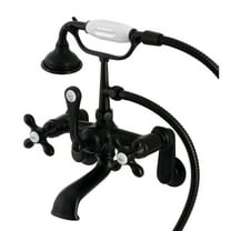 Kingston Brass AE57T0 Aqua Vintage Wall Mount Tub Faucet with Hand Shower, Matte Black