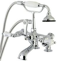 Kingston Brass AE654T1 Vintage 7" Adjustable Center Deck-Mount Clawfoot Tub Faucet with Hand Shower, Polished Chrome