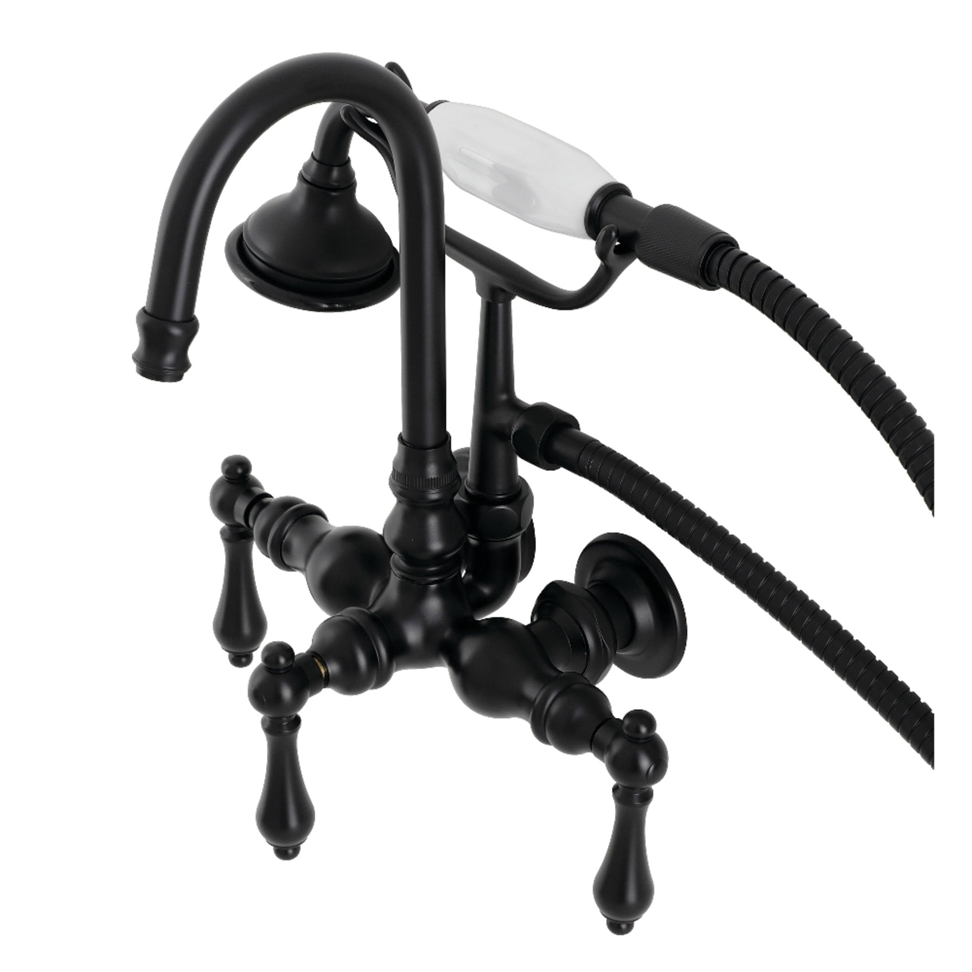 Kingston Brass AE7T0 Aqua Vintage Wall Mount Clawfoot Tub Faucet, Matte Black